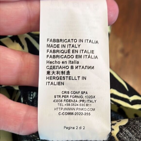 NWT PINKO | Mike 1 Popeline One Shoulder Italian Top | Nero/Lime | Size 6 - Picture 10 of 13